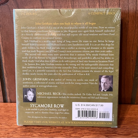John Grisham Sycamore Row Audio CD Book - Picture 2 of 3